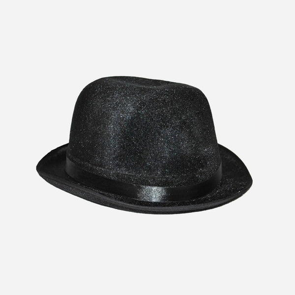 Chapeau melon velour bandeau noir