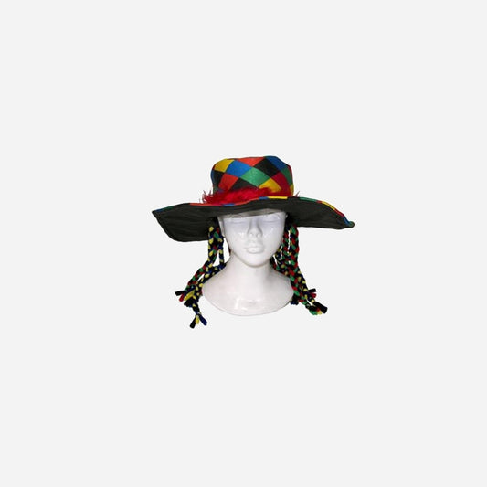 Chapeau carnaval en mousse avec nattes multicolore adulte