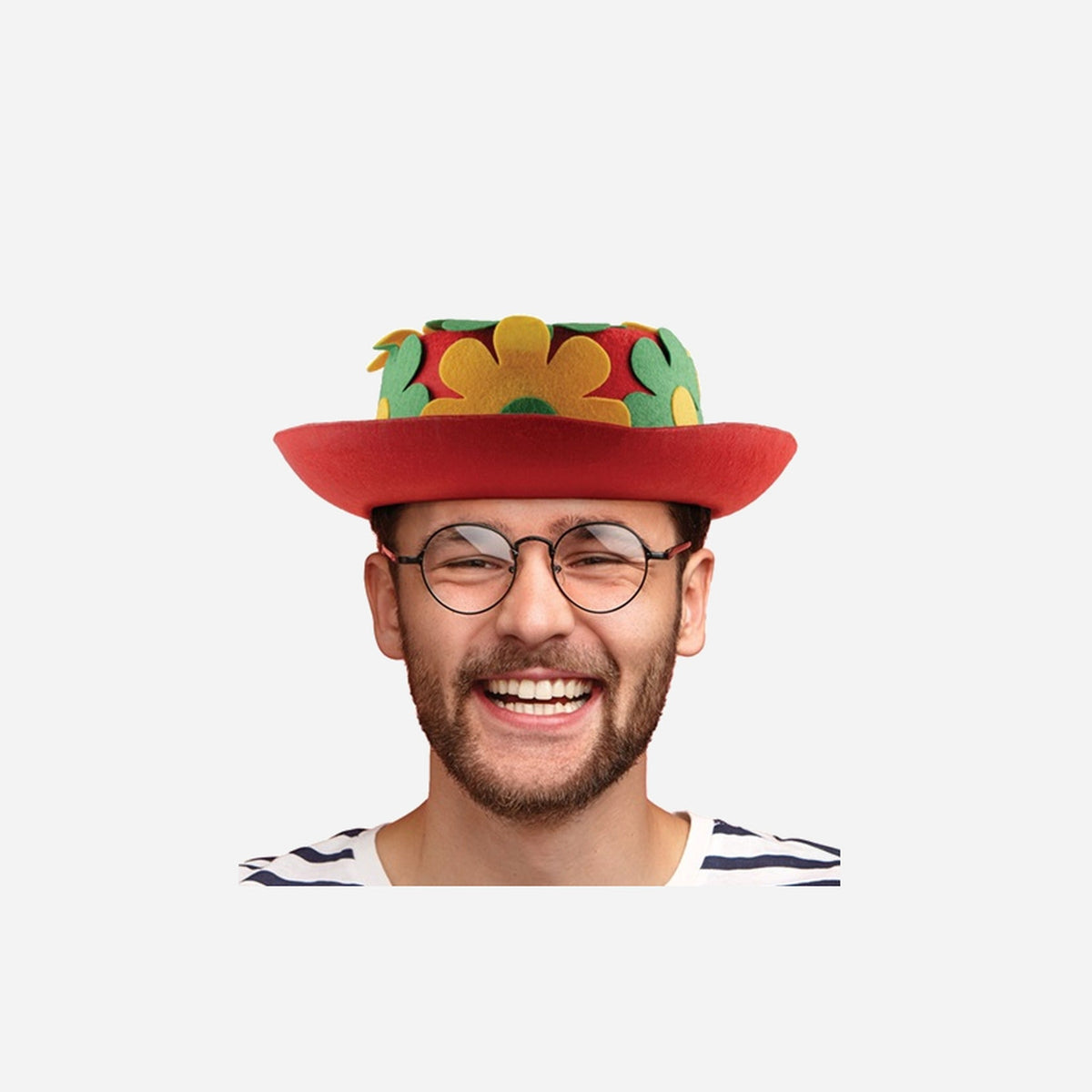 Chapeau à fleurs rouge vert jaune adulte