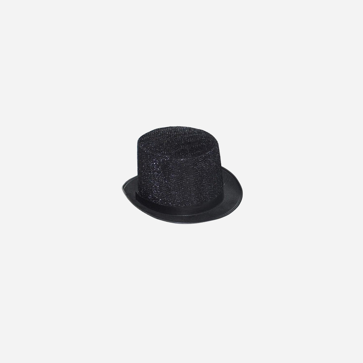 Chapeau haut de forme feutrine à paillettes noir 15 cm