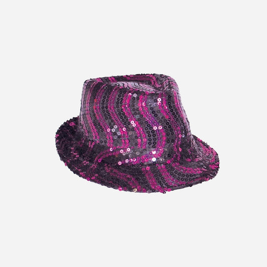 Chapeau trilby à sequins ondulés 12 cm