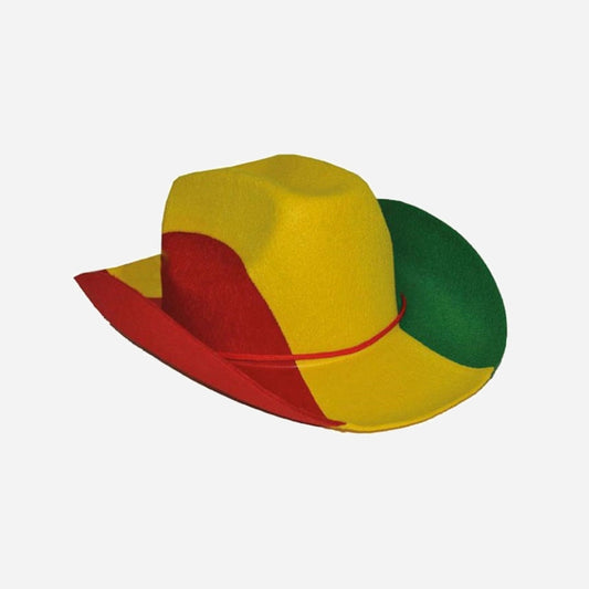 Chapeau cowboy feutrine clown vert jaune rouge adulte