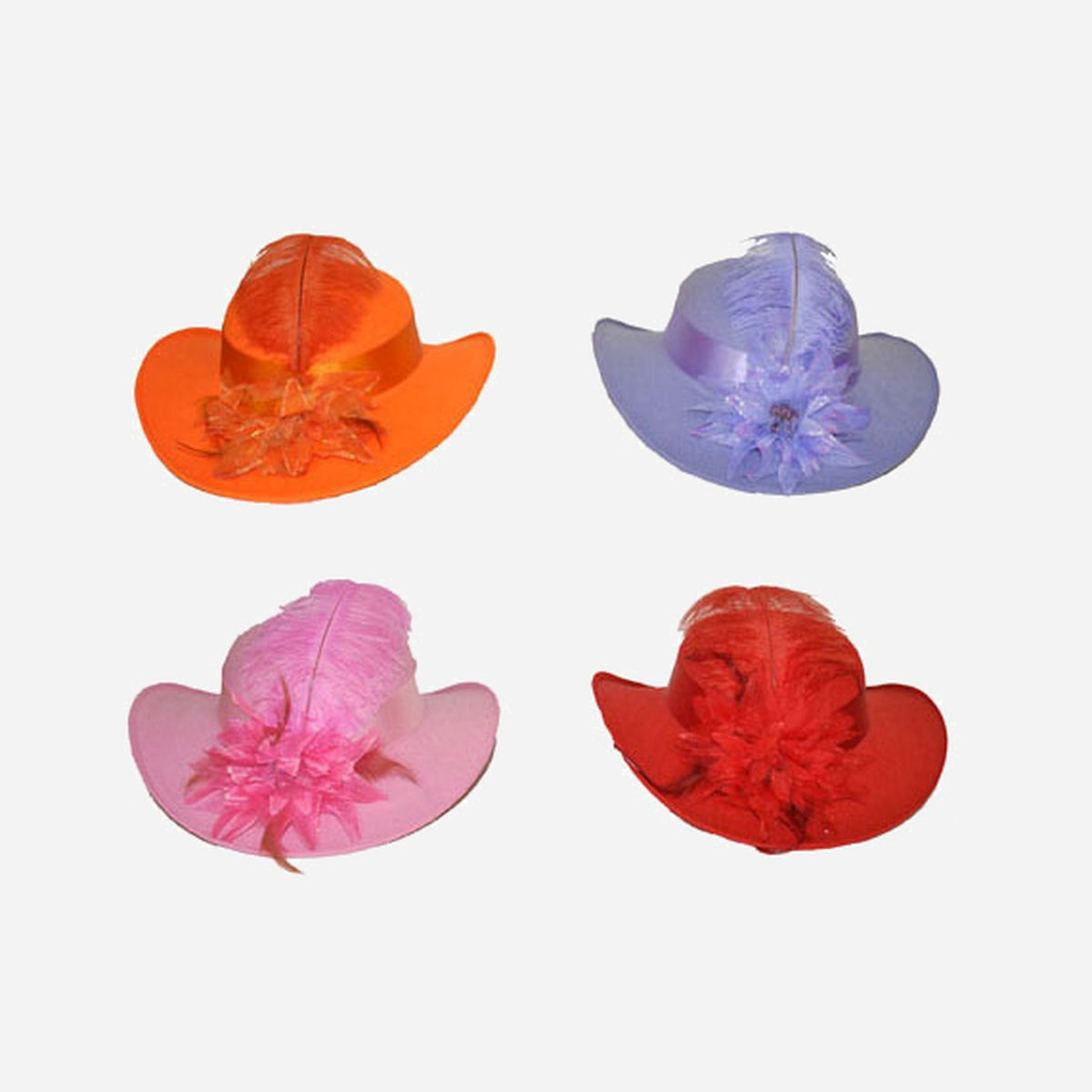 Chapeau de femme fleur et plume assorti