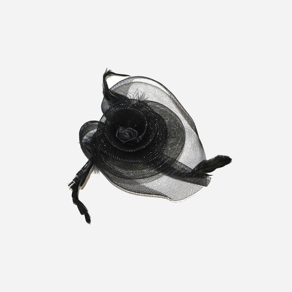 Clip mini chapeau avec plumes 17 cm