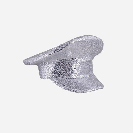 Casquette géante avec sequins argent adulte fantaisie