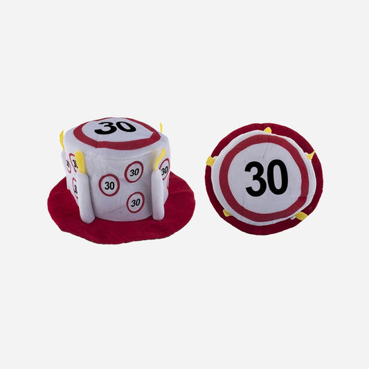 Chapeau Happy Birthday en mousse limitation 30 ans