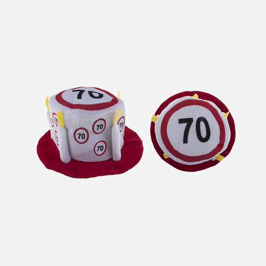 Chapeau Happy Birthday en mousse limitation 70 ans