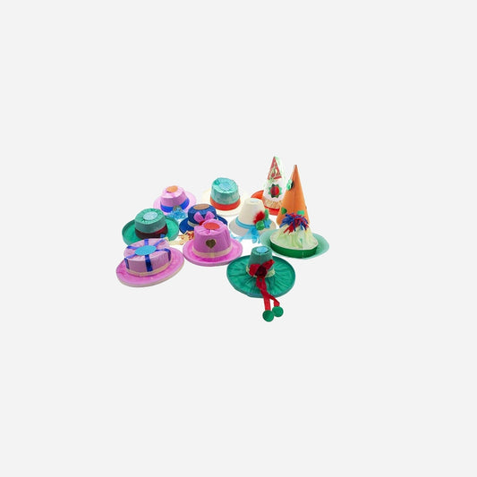 Lot de 12 chapeaux de fête colorés luxe en papier