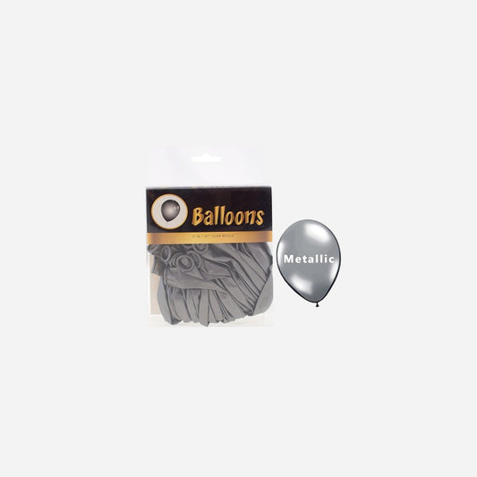 Lot de 40 ballons latex métallisés argent 25 cm