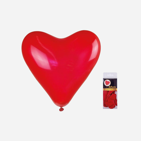 Lot de 12 ballons coeurs rouges 25 cm