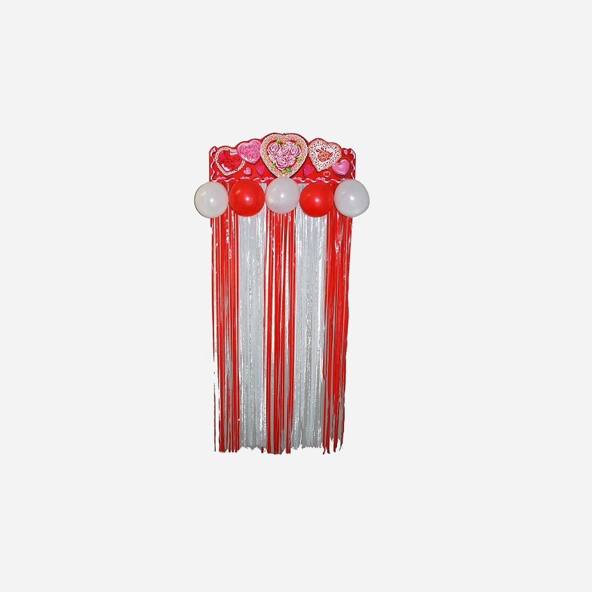 Décoration de porte motif coeurs rouge & blanc 1,55 m