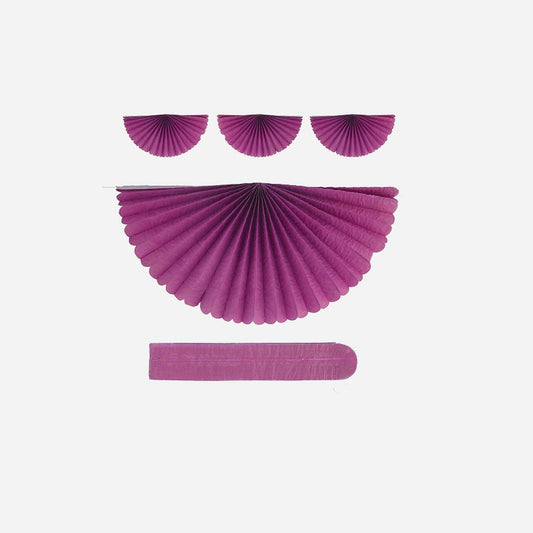 Guirlande avec 7 éventails fuchsia 3 m