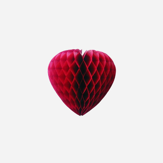 Décoration coeur festonnée bordeaux 30 cm