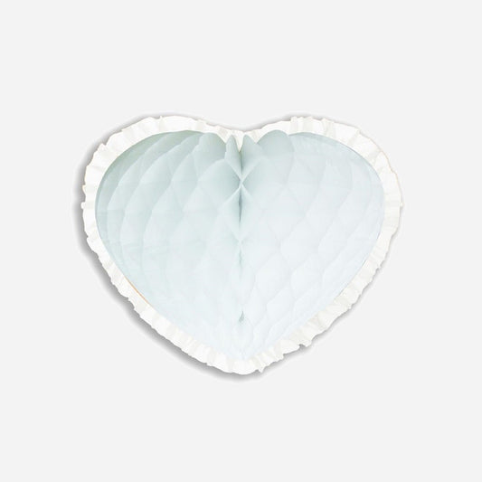 Décoration suspension coeur festonnée blanc 26 × 20 cm
