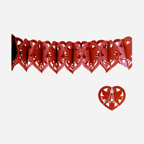Guirlande coeurs et colombes rouge 4 m