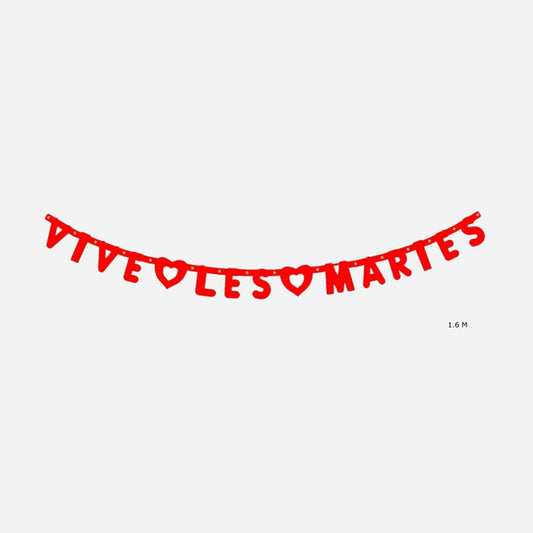 Guirlande motif "vive les mariés" rouge 1,6 m