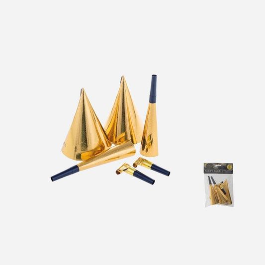 Lot de cotillons pour 2 personnes or 6 pièces
