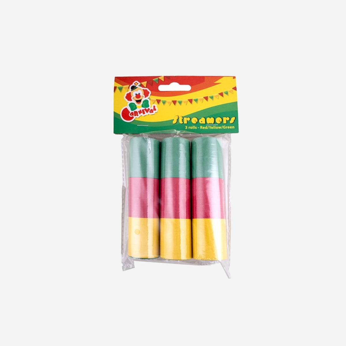 Lot de 3 rouleaux de 20 serpentins vert rouge jaune