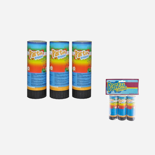 Lot de 3 canons à confettis de table 12 cm Premium