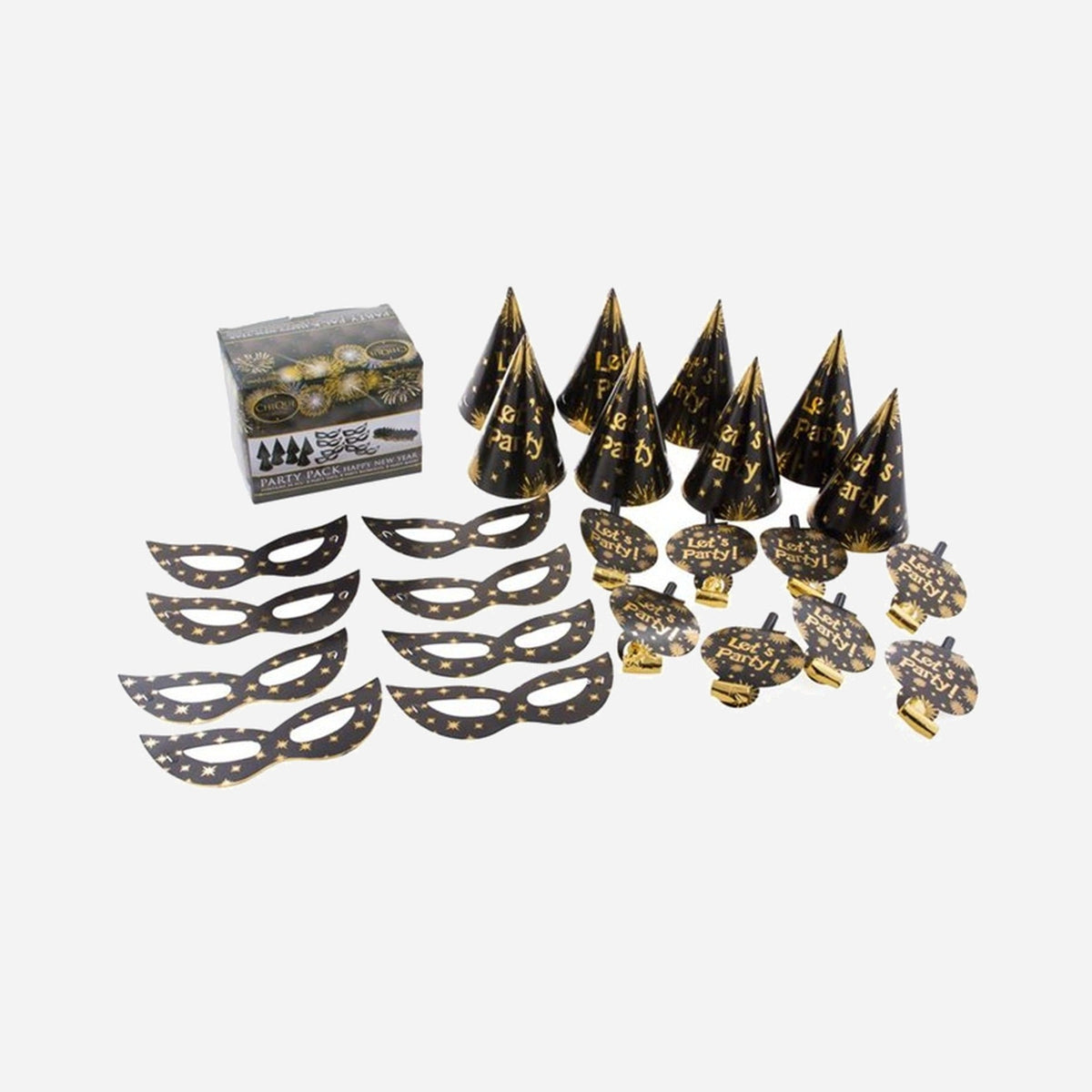Lot de cotillons "Let's Party !" pour 8 personnes 24 pièces