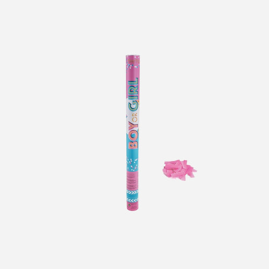 Canon à confettis papier baby shower rose 60 cm