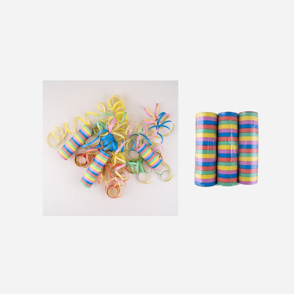 Lot de 3 rouleaux avec 18 serpentins multicolores pastel