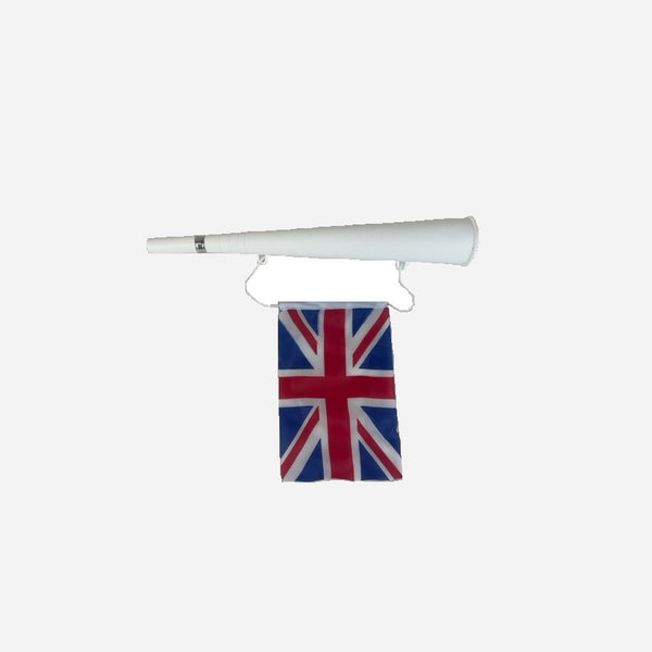 Trompette avec drapeau royaume uni 36 cm