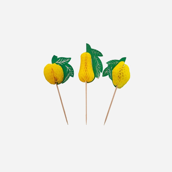 Lot de 12 piques apéritif en bois 13 cm fruits