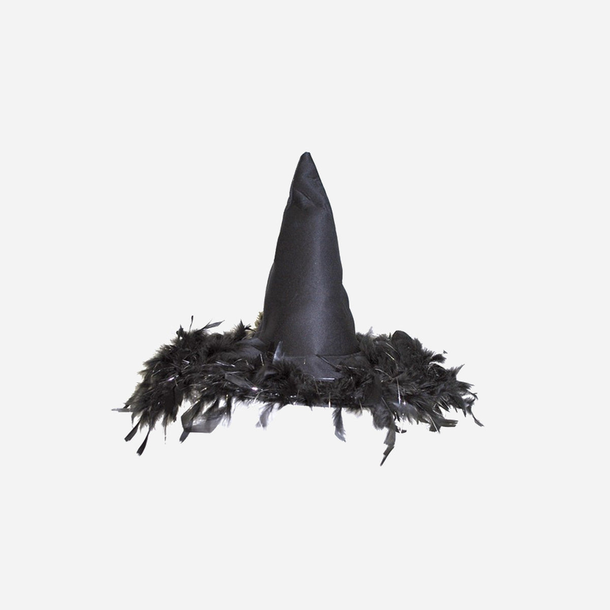 Chapeau sorciere avec plumes noir