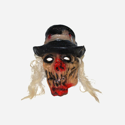 Masque latex de zombie chapeau & cheveux