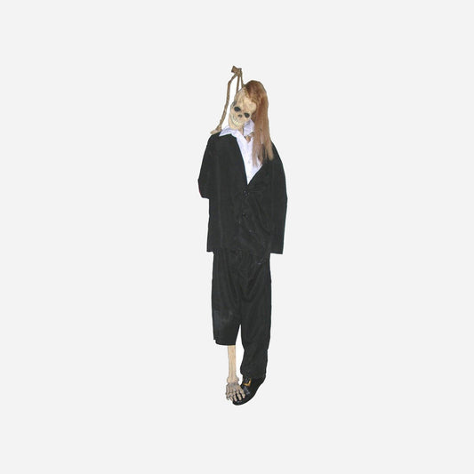 Suspension squelette pendu en costume noir 1,5 m