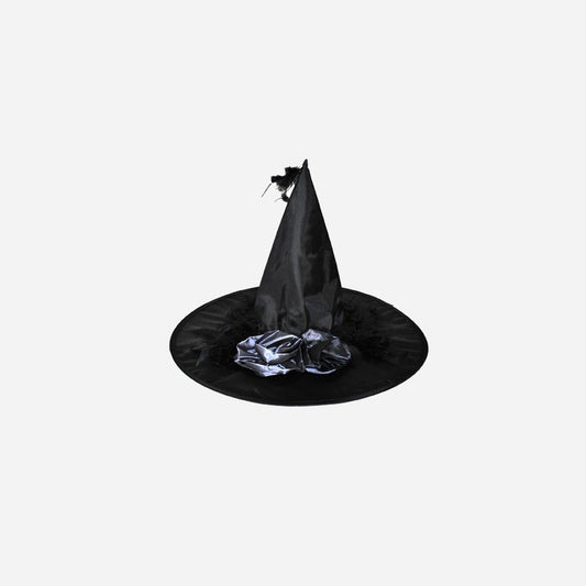 Chapeau sorcière avec noeud en satin