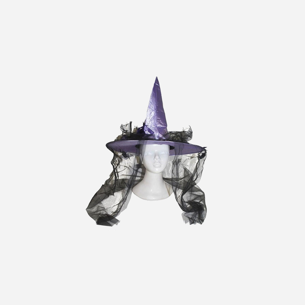 Chapeau de sorcière violet et tulle noir