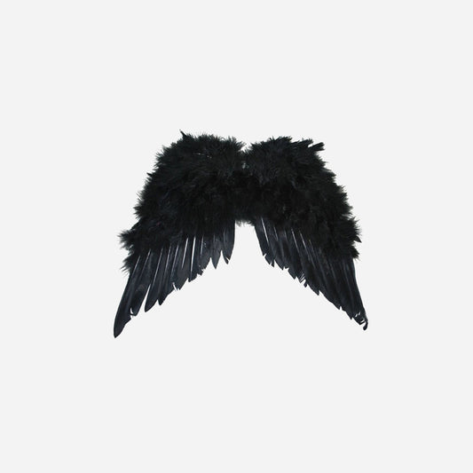 Ailes d'ange plumes petite noir 35 cm