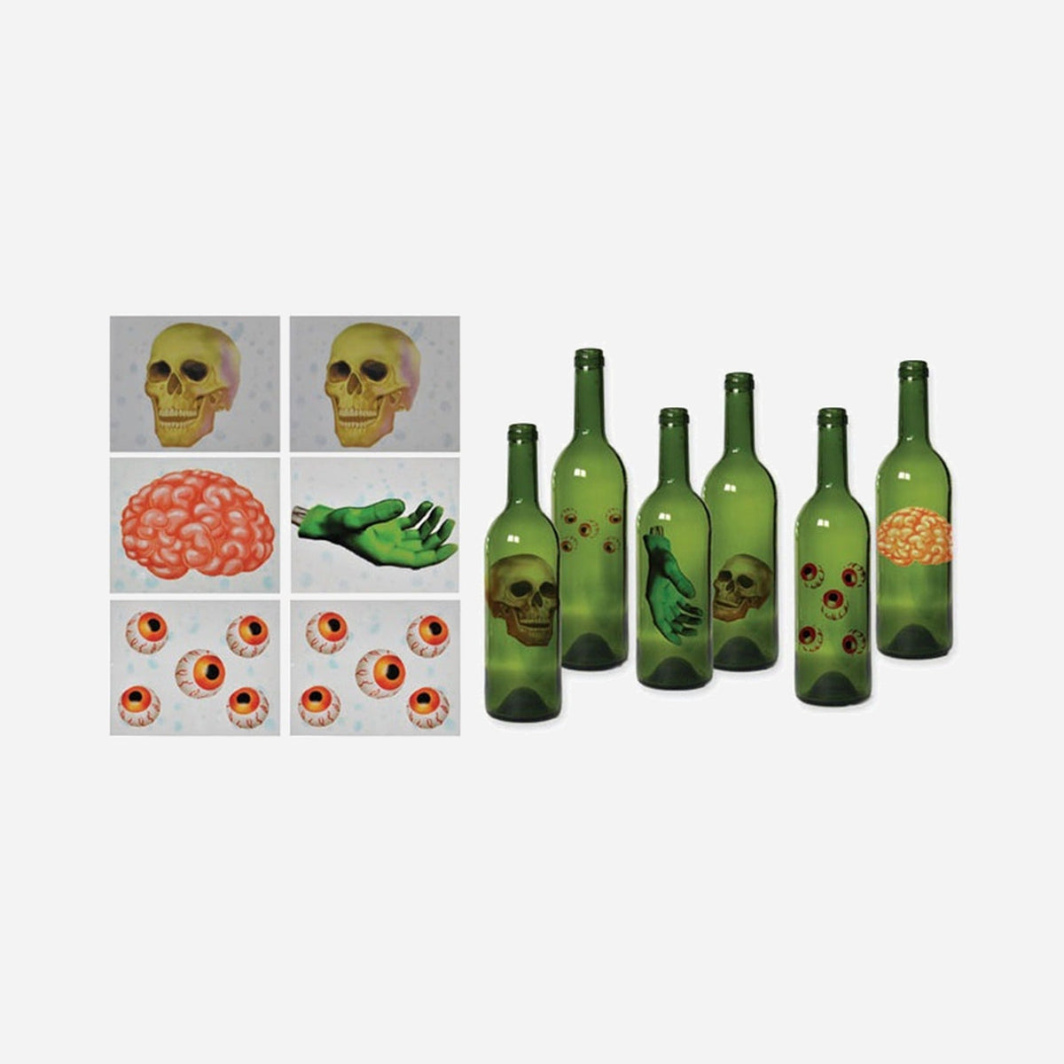 Lot de 6 stickers pour bouteille ou vitre 13.5 cm
