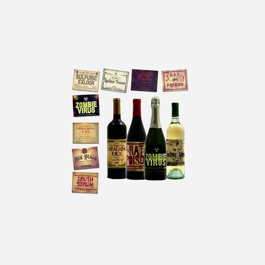 Lot de 8 autocollants d'horreur pour bouteille