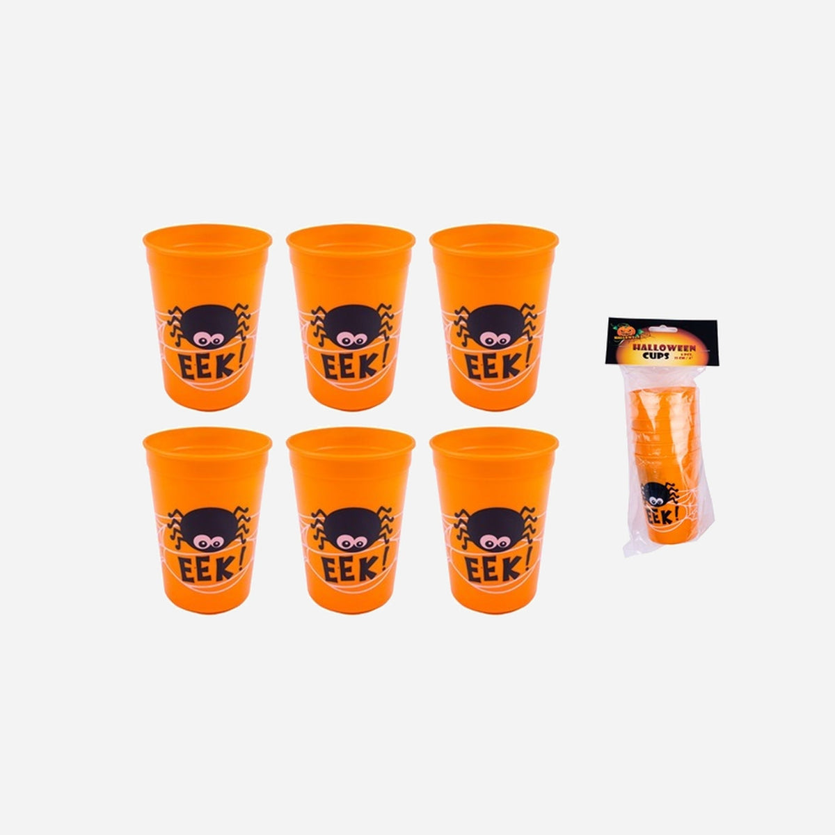 1x lot de 6 verres orange motifs halloween 11 × 8 cm