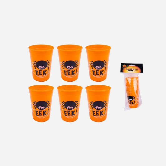 1x lot de 6 verres orange motifs halloween 11 × 8 cm