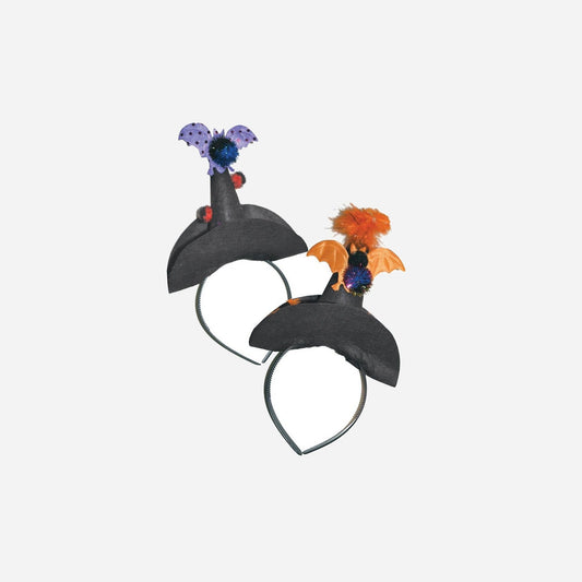 Serre-tête chapeau de sorcière avec chauve-souris