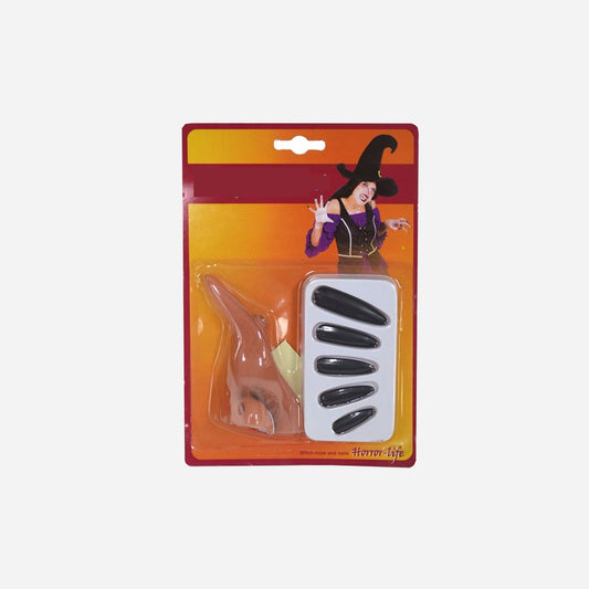 Kit faux nez et faux ongles de sorcière