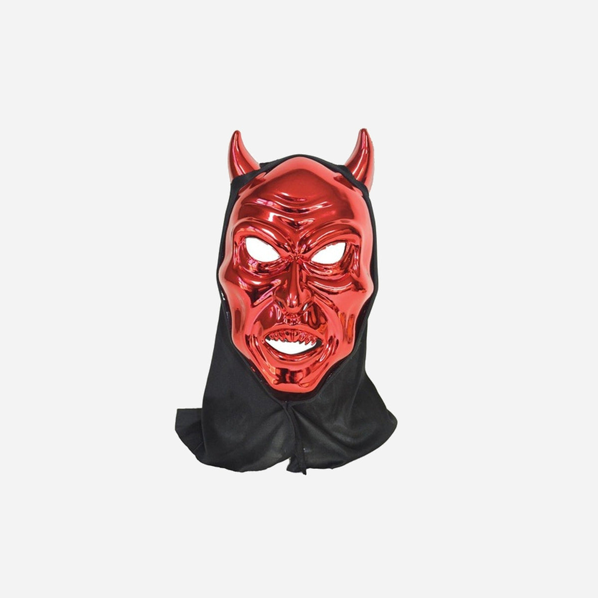 Masque cagoule diable rouge métallisé adulte