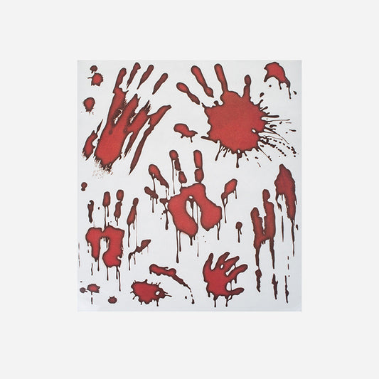 Lot de stickers fenêtre halloween mains ensanglantées