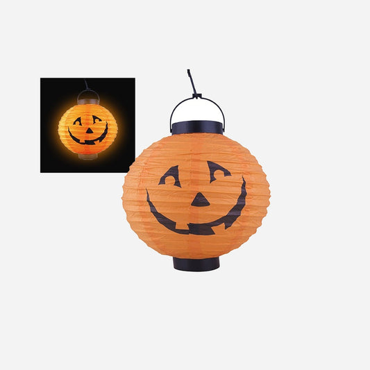 Lanterne citrouille lumineuse en papier 20 cm