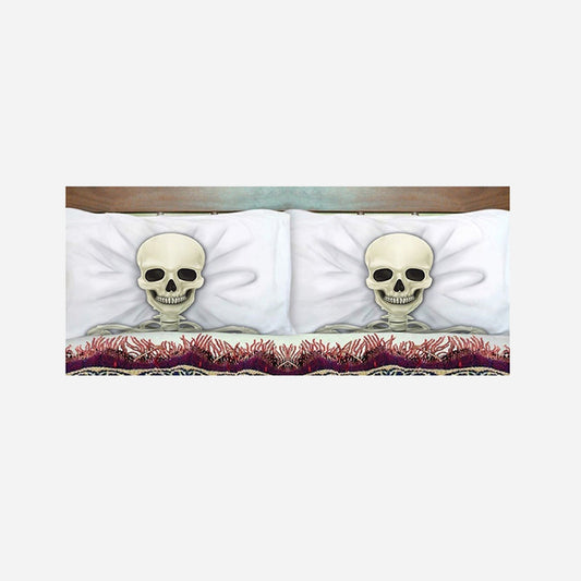 Lot de 2 taies d'oreiller ou coussin squelettes 53 × 81 cm