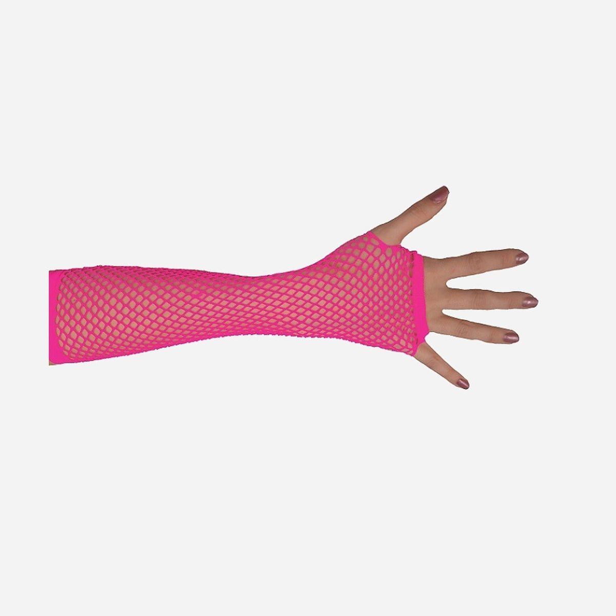 Paire de mitaines filet longues fluo néon 25 cm de déguisement
