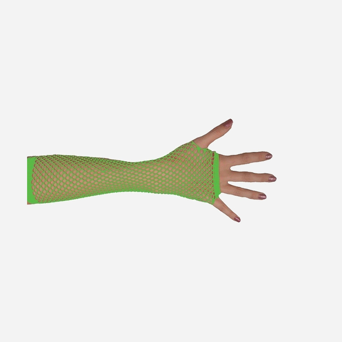 Paire de mitaines filet longues fluo néon 25 cm de déguisement