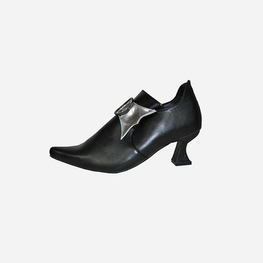Paire de chaussures à talon noir & argent de déguisement