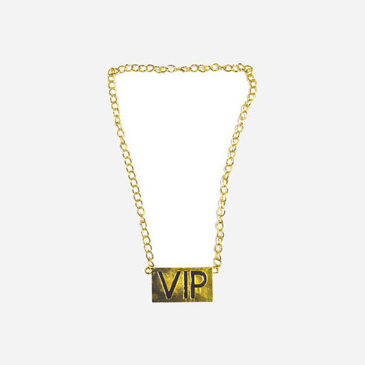 Collier VIP en métal brillant or
