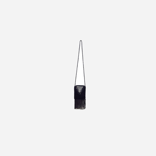 Sac à main charleston à franges noir 30 × 14 cm
