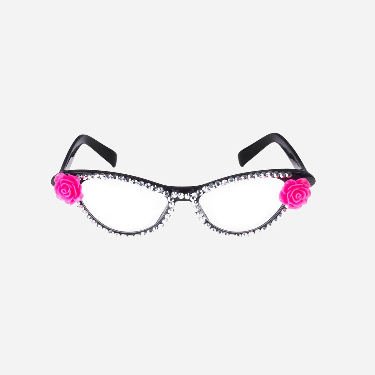 Lunettes vintage secrétaire avec strass et roses